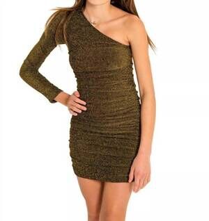 NEW THEME girl's harlow one-shoulder dress in gold